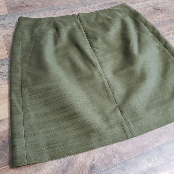 Ann Taylor Space-dyed Striped Pencil Zip Green Lined Mini Skirt Women's - Picture 6 of 12